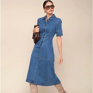 NWT Avec Les Filles Denim Midi Dress Size 10